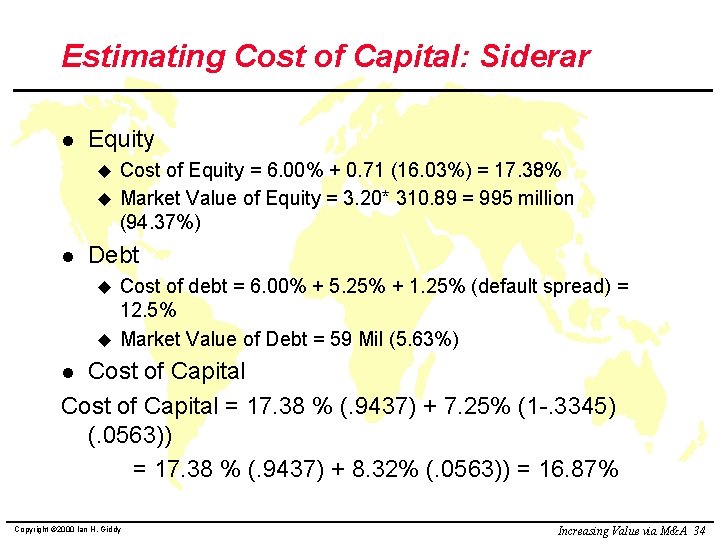 Estimating Cost of Capital: Siderar l Equity Cost of Equity = 6. 00% +
