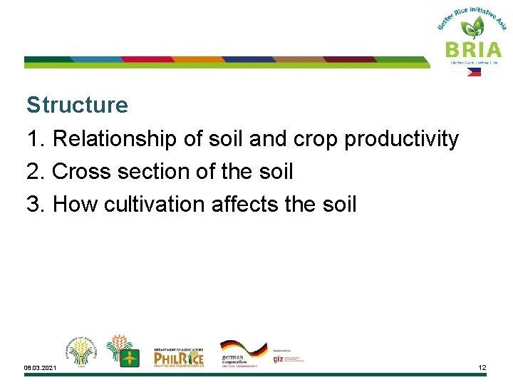 Structure 1. Relationship of soil and crop productivity 2. Cross section of the soil