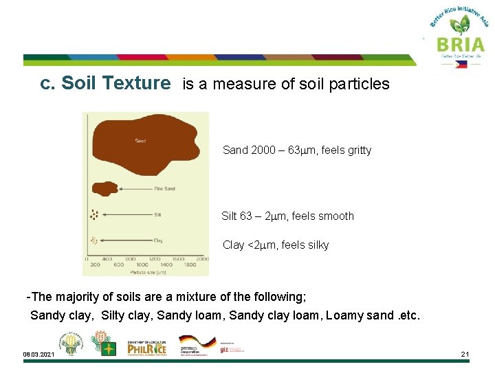  c. Soil Texture is a measure of soil particles Sand 2000 – 63