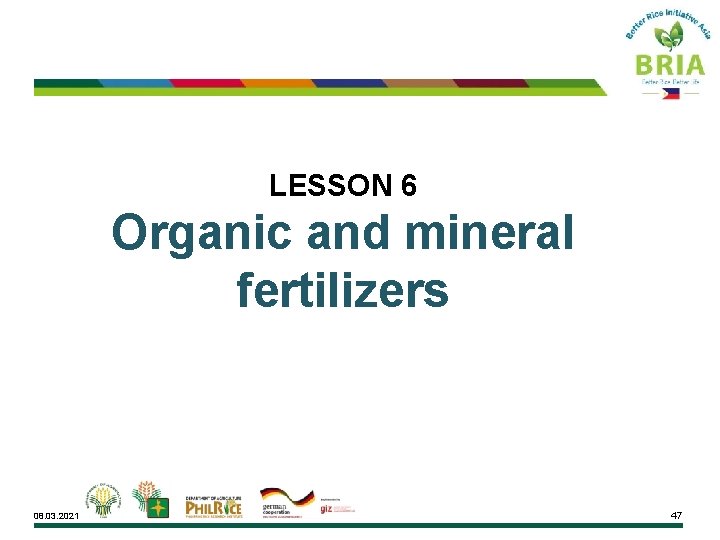 LESSON 6 Organic and mineral fertilizers 08. 03. 2021 47 