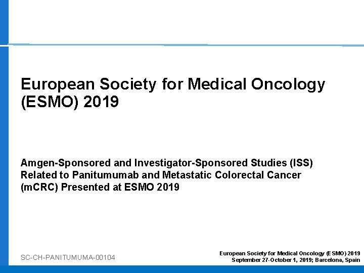 European Society for Medical Oncology ESMO 2019 AmgenSponsored