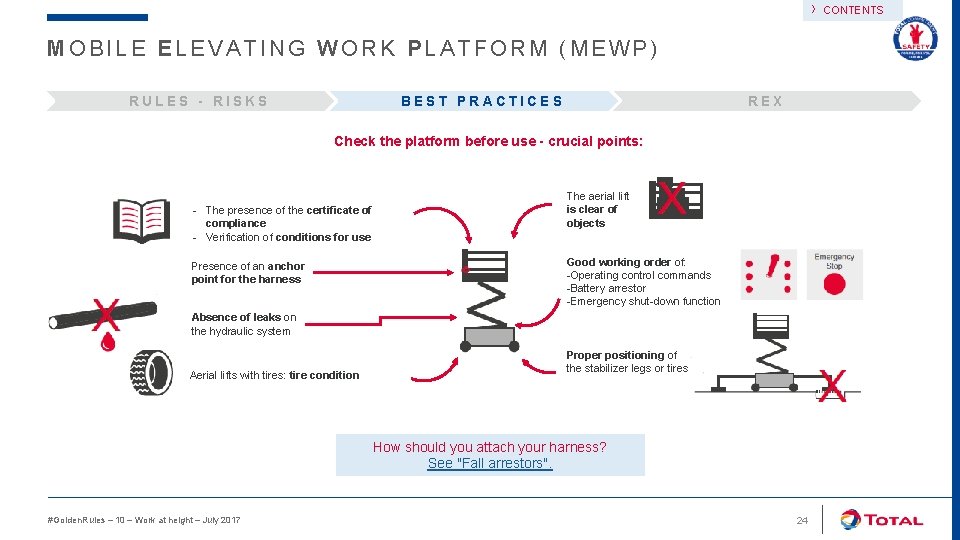 › MOBILE ELEVATING WORK PLATFORM (MEWP) RULES - RISKS BEST PRACTICES REX Check the