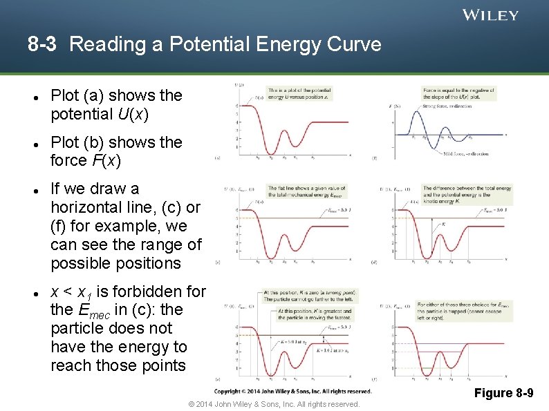8 -3 Reading a Potential Energy Curve Plot (a) shows the potential U(x) Plot