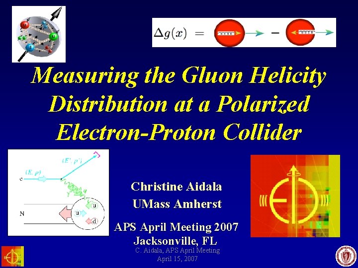 Measuring the Gluon Helicity Distribution at a Polarized Electron-Proton Collider Christine Aidala UMass Amherst