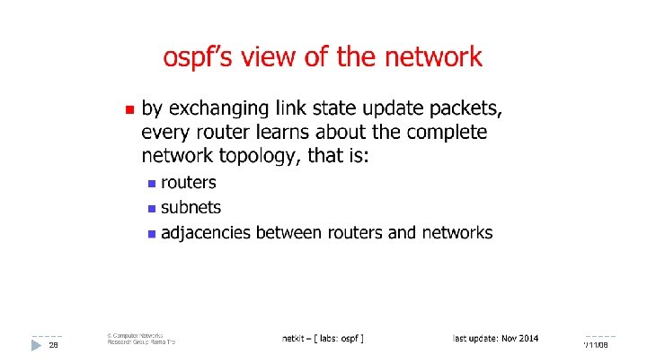 28 Hálózatok építése és üzemeltetése, OSPF gyakorlat - Sonkoly Balázs, BME-TMIT 2017/11/08 