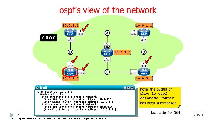 41 Hálózatok építése és üzemeltetése, OSPF gyakorlat - Sonkoly Balázs, BME-TMIT forrás: http: //wiki.