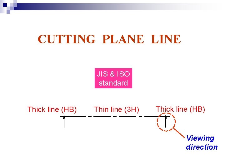 CUTTING PLANE LINE JIS & ISO standard Thick line (HB) Thin line (3 H)