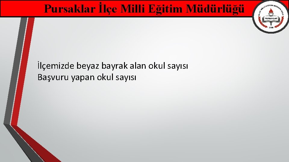 Pursaklar İlçe Milli Eğitim Müdürlüğü İlçemizde beyaz bayrak alan okul sayısı Başvuru yapan okul