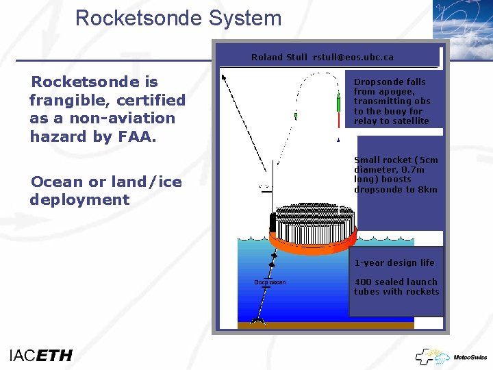 Rocketsonde System Roland Stull rstull@eos. ubc. ca Rocketsonde is frangible, certified as a non-aviation