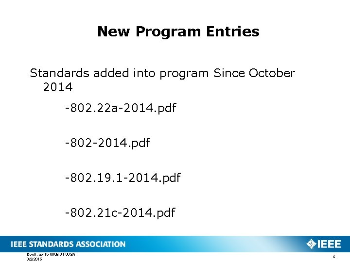 New Program Entries Standards added into program Since October 2014 -802. 22 a-2014. pdf