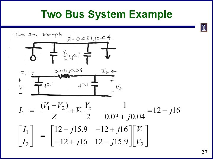 Two Bus System Example 27 Two Bus System Example 27