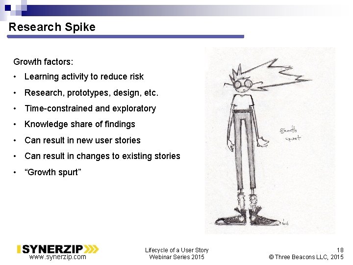 Research Spike Growth factors: • Learning activity to reduce risk • Research, prototypes, design,