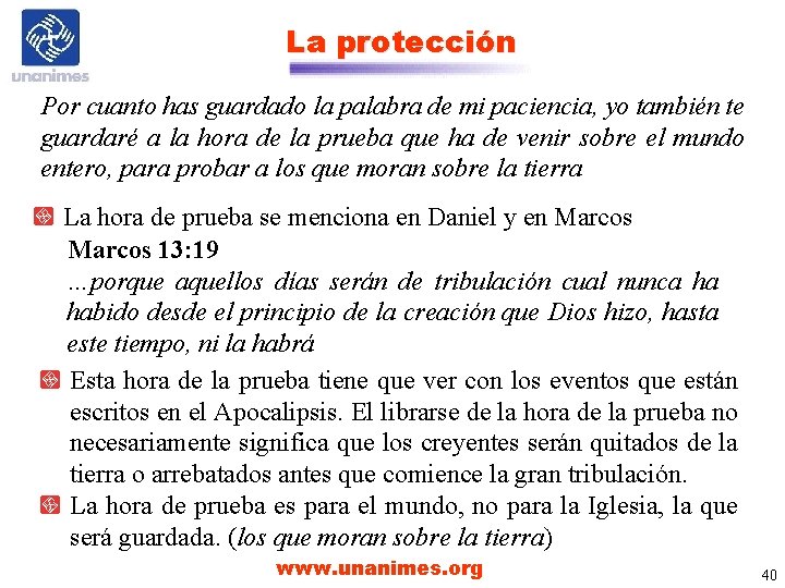 La protección Por cuanto has guardado la palabra de mi paciencia, yo también te La protección Por cuanto has guardado la palabra de mi paciencia, yo también te