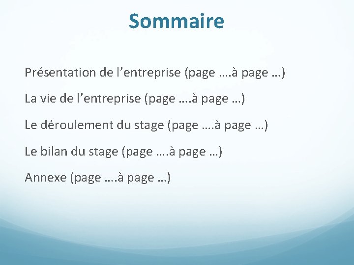 Sommaire Présentation de l’entreprise (page …. à page …) La vie de l’entreprise (page