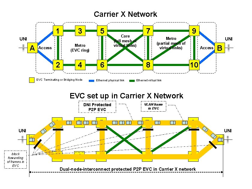 Carrier X Network 1 3 5 UNI A Metro (EVC ring) Access 2 4