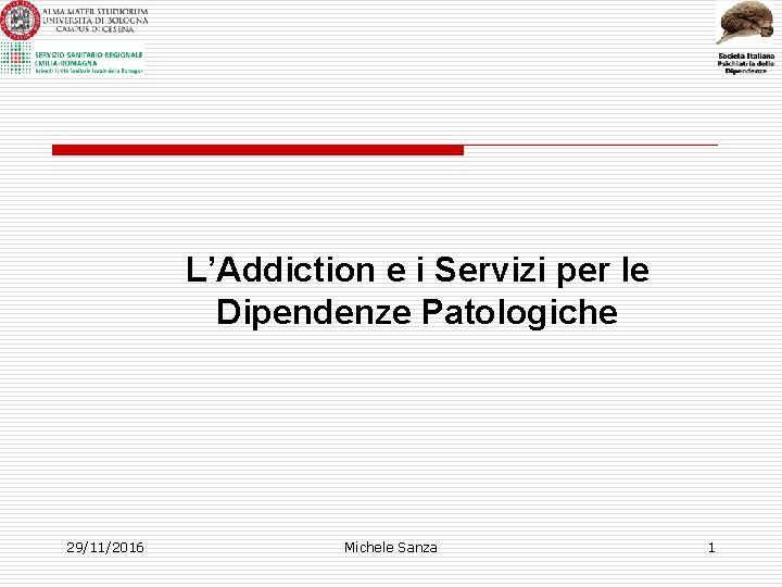 L’Addiction e i Servizi per le Dipendenze Patologiche 29/11/2016 Michele Sanza 1 