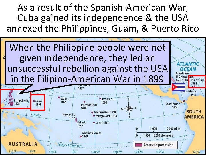 As a result of the Spanish-American War, Cuba gained its independence & the USA