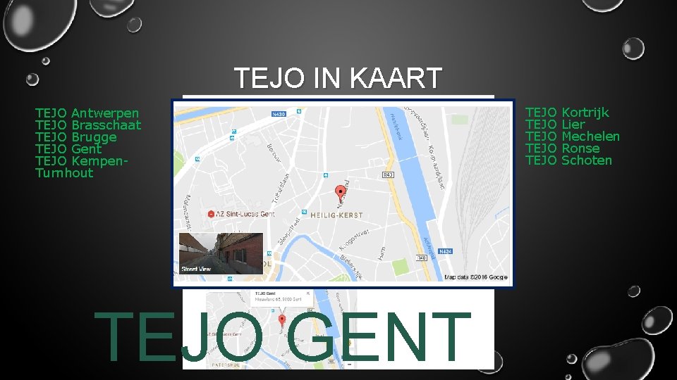 TEJO IN KAART TEJO Antwerpen TEJO Brasschaat TEJO Brugge TEJO Gent TEJO Kempen. Turnhout