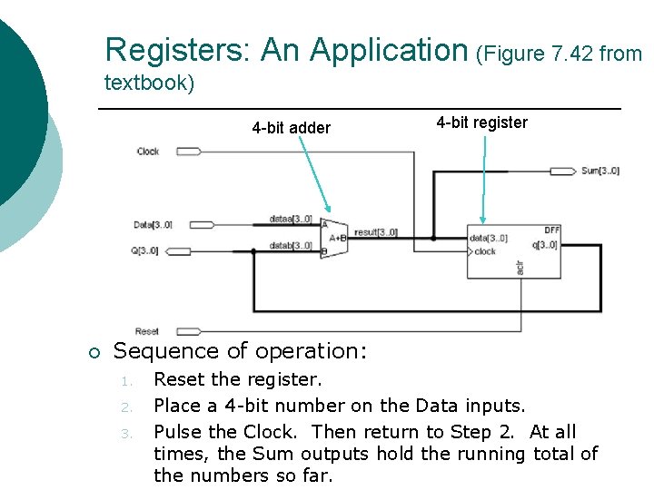 Registers: An Application (Figure 7. 42 from textbook) 4 -bit adder ¡ 4 -bit