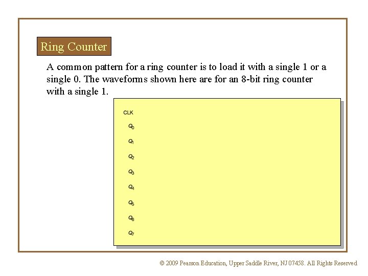 Ring Counter A common pattern for a ring counter is to load it with