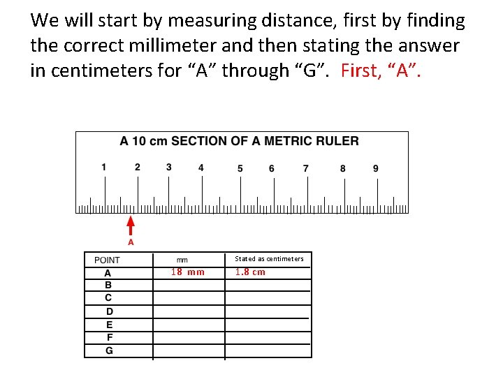 We will start by measuring distance, first by finding the correct millimeter and then