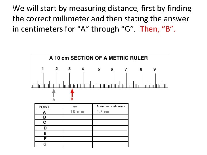 We will start by measuring distance, first by finding the correct millimeter and then