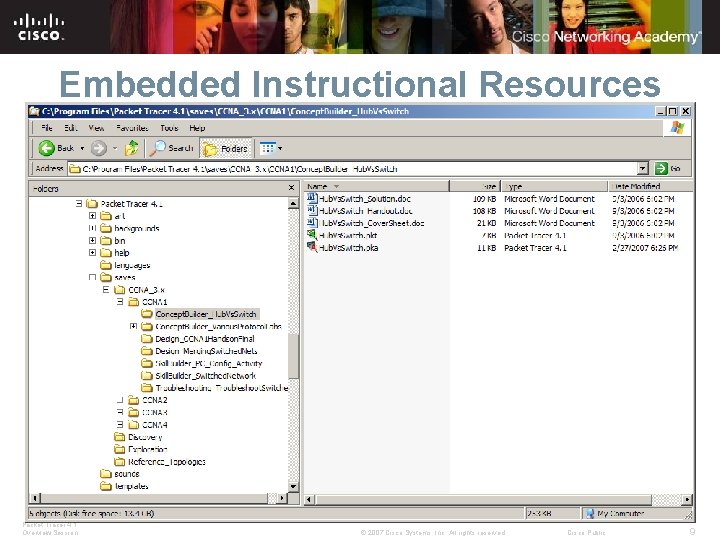 Embedded Instructional Resources Packet Tracer 4. 1 Overview Session © 2007 Cisco Systems, Inc.