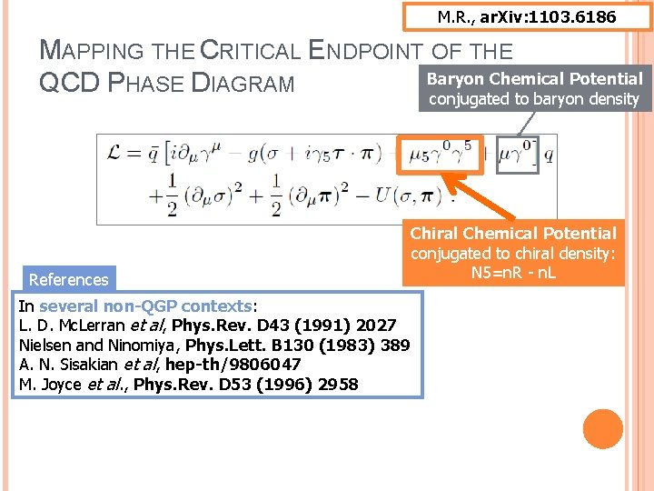 M. R. , ar. Xiv: 1103. 6186 MAPPING THE CRITICAL ENDPOINT OF THE Baryon