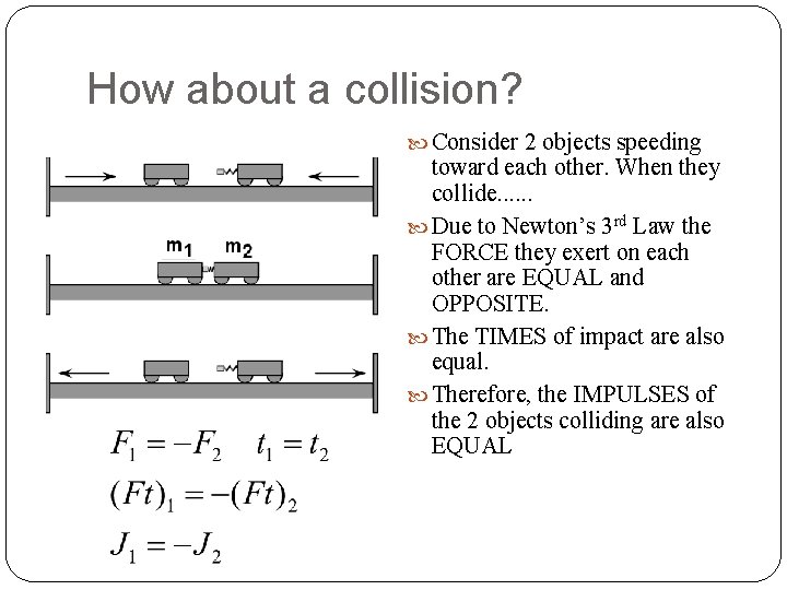 How about a collision? Consider 2 objects speeding toward each other. When they collide.