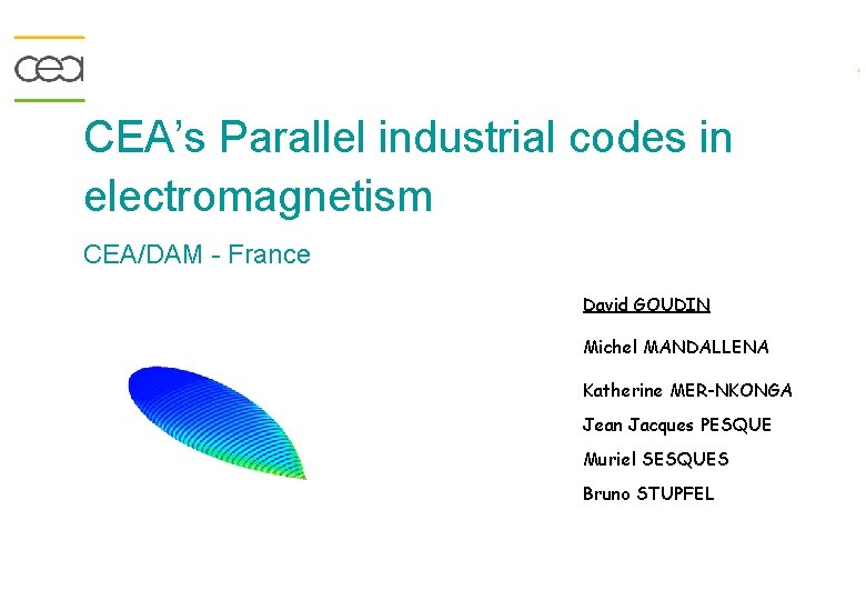 CEA’s Parallel industrial codes in electromagnetism CEA/DAM - France David GOUDIN Michel MANDALLENA Katherine