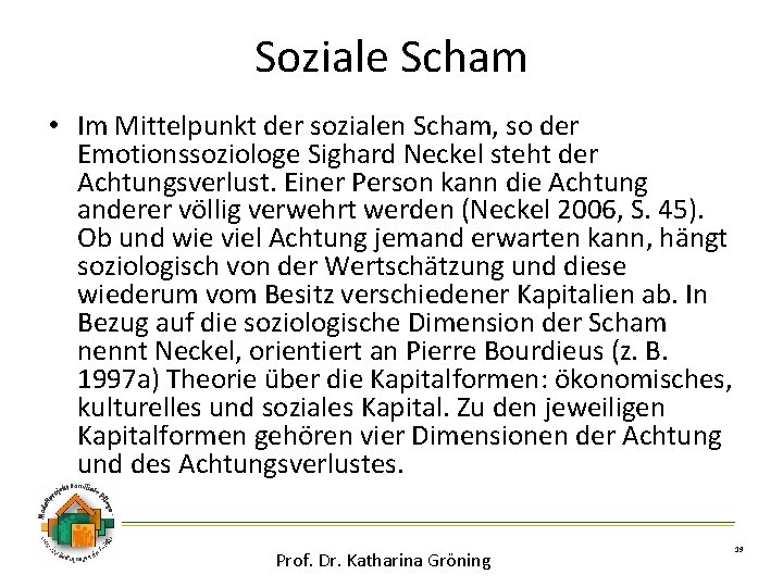 Soziale Scham • Im Mittelpunkt der sozialen Scham, so der Emotionssoziologe Sighard Neckel steht