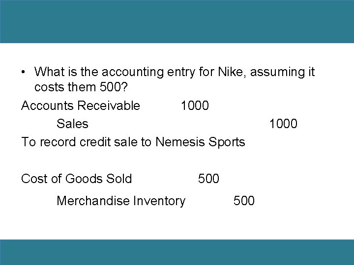  • What is the accounting entry for Nike, assuming it costs them 500?