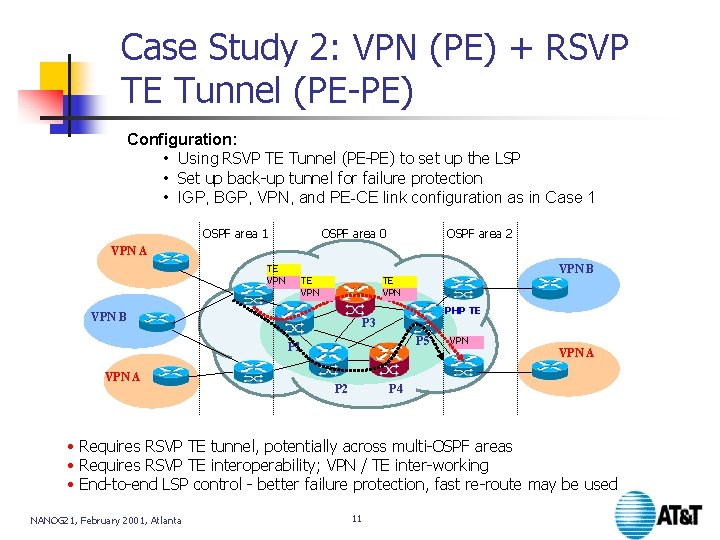 Case Study 2: VPN (PE) + RSVP TE Tunnel (PE-PE) Configuration: • Using RSVP