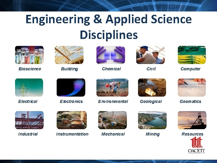 Engineering & Applied Science Disciplines Bioscience Building Chemical Electronics Environmental Industrial Instrumentation Mechanical Civil