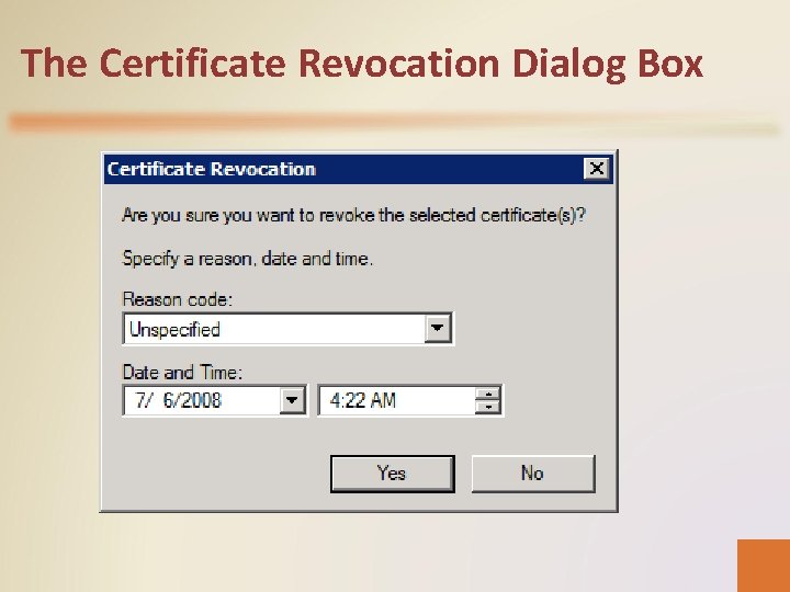 The Certificate Revocation Dialog Box 