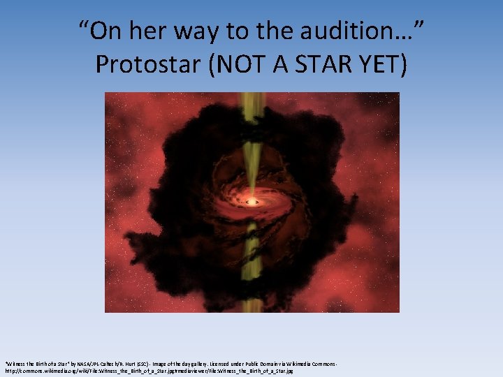 “On her way to the audition…” Protostar (NOT A STAR YET) "Witness the Birth “On her way to the audition…” Protostar (NOT A STAR YET) "Witness the Birth