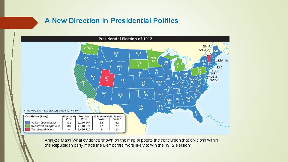 A New Direction In Presidential Politics Analyze Maps What evidence shown on the map