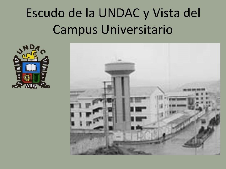Escudo de la UNDAC y Vista del Campus Universitario 