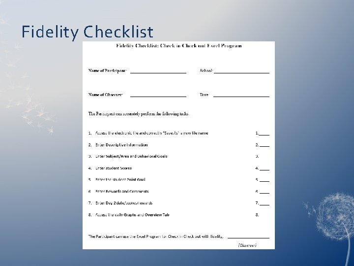 Fidelity Checklist 