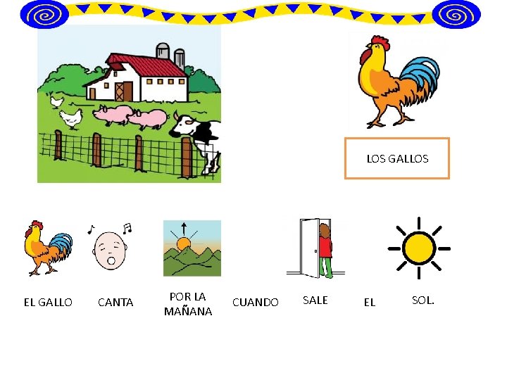 LOS GALLOS EL GALLO CANTA POR LA MAÑANA CUANDO SALE EL SOL. 