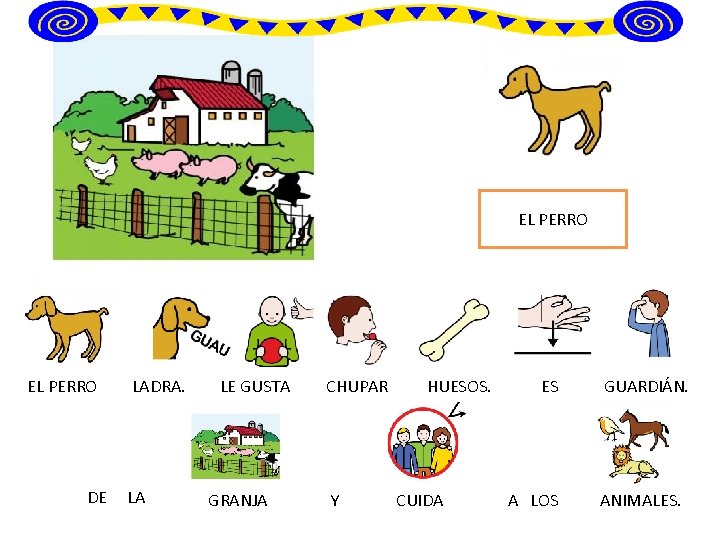 EL PERRO DE LADRA. LA LE GUSTA GRANJA CHUPAR Y HUESOS. CUIDA ES A