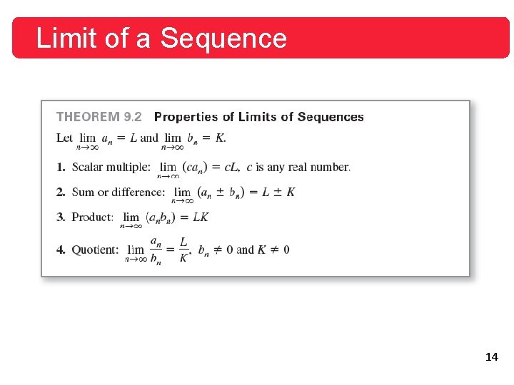 Limit of a Sequence 14 