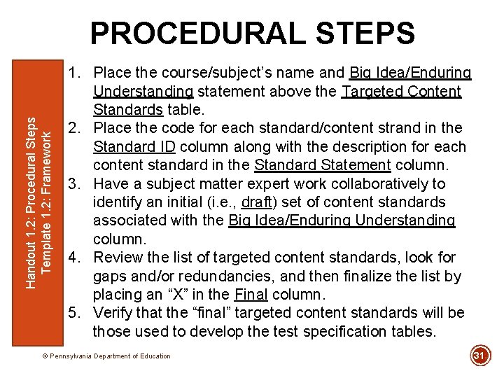 Handout 1. 2: Procedural Steps Template 1. 2: Framework PROCEDURAL STEPS 1. Place the Handout 1. 2: Procedural Steps Template 1. 2: Framework PROCEDURAL STEPS 1. Place the