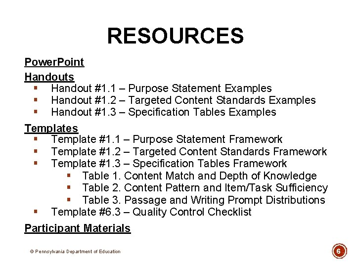RESOURCES Power. Point Handouts § Handout #1. 1 – Purpose Statement Examples § Handout RESOURCES Power. Point Handouts § Handout #1. 1 – Purpose Statement Examples § Handout