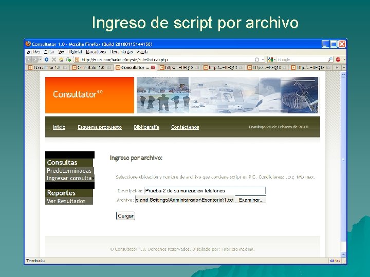 Ingreso de script por archivo 