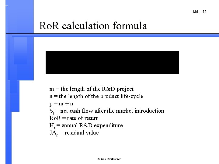 TMit. TI 14 Ro. R calculation formula m = the length of the R&D