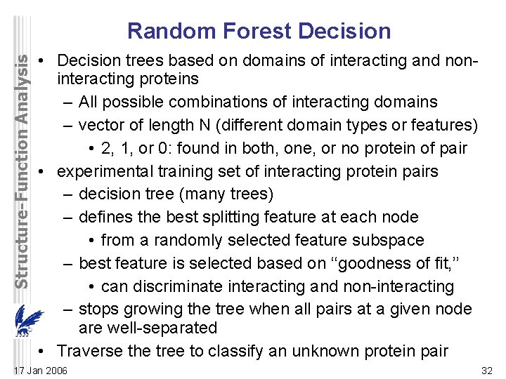 Structure-Function Analysis Random Forest Decision • Decision trees based on domains of interacting and