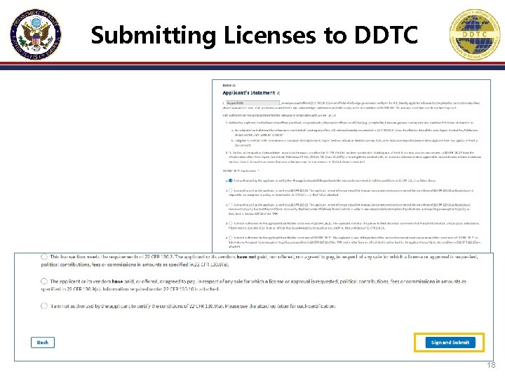 Submitting Licenses to DDTC 18 Submitting Licenses to DDTC 18