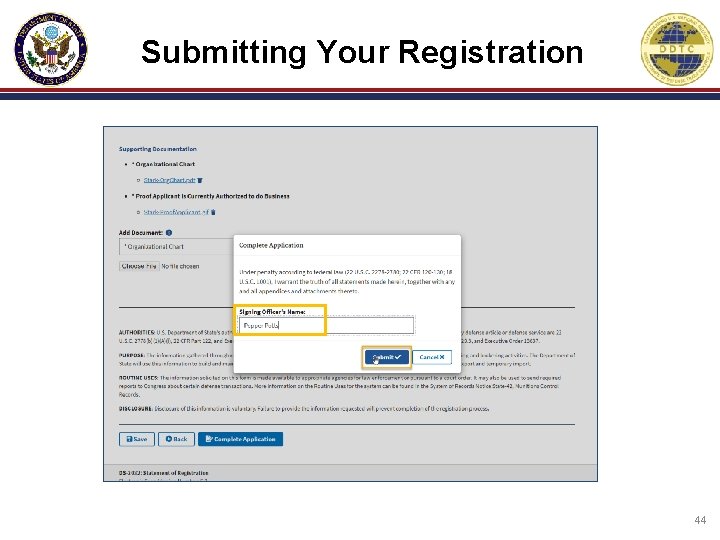 Submitting Your Registration 44 Submitting Your Registration 44