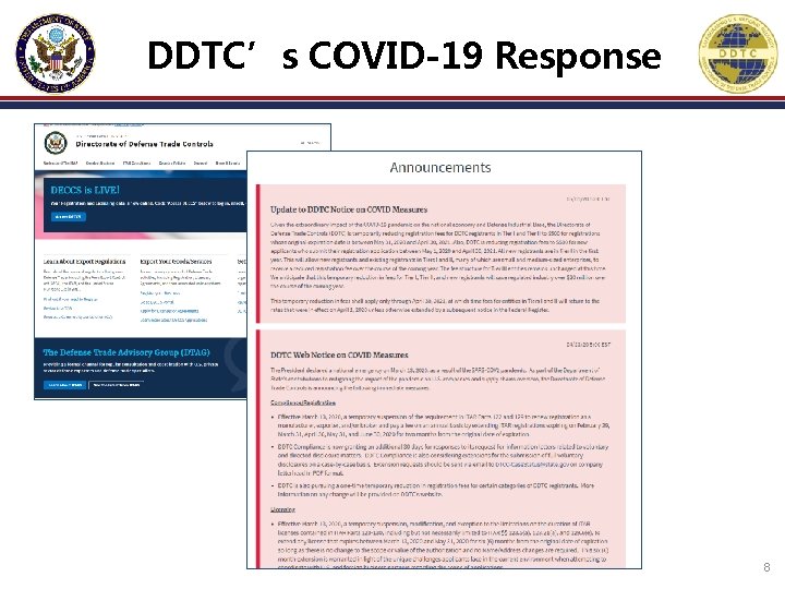 DDTC’s COVID-19 Response 8 DDTC’s COVID-19 Response 8